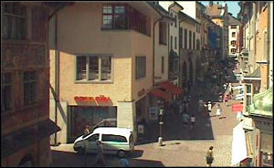 Blick auf die Vordergasse in Schaffhausen. Blick auf die Vordergasse in Schaffhausen.